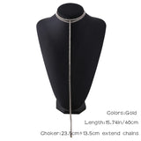 Double Choker Necklaces Lariat Chain 90s Collier Women Chocker Statement