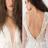 Rhinestone Inlaid Long Bridal Back Chain Wedding Jewelry Necklace