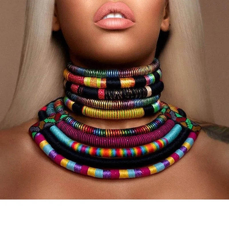Colorful Rope Necklace Earrings Set for Girls