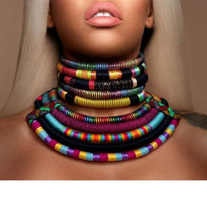 Colorful Rope Necklace Earrings Set for Girls