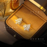 Snowflake Christmas Tree Stud Earrings S925 Silver Needle High Earrings