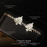 Snowflake Christmas Tree Stud Earrings S925 Silver Needle High Earrings