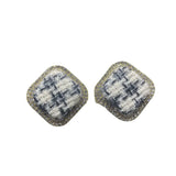 Houndstooth Fabric Square Earrings S925 Silver Needle Earrings
