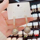 S925 Silver Needle Zircon Pearl Earrings Elegant and Chic