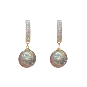 S925 Silver Needle Zircon Pearl Earrings Elegant and Chic