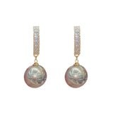 S925 Silver Needle Zircon Pearl Earrings Elegant and Chic