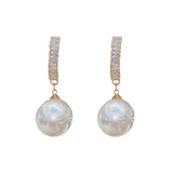S925 Silver Needle Zircon Pearl Earrings Elegant and Chic