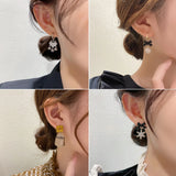 S925 Silver Needle Red Bow Snowflake Stud Earrings Retro Earrings Women