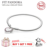 S925 Heart Castle Clasp Bone Bracelet Women Charm Jewelry Gift