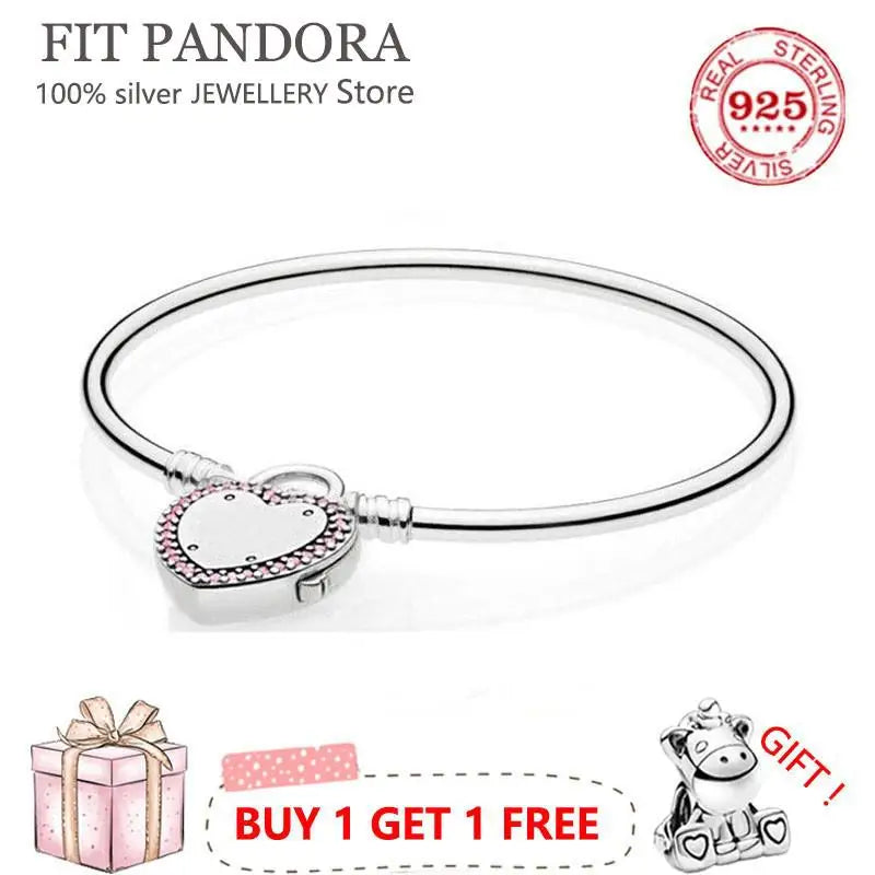S925 Heart Castle Clasp Bone Bracelet Women Charm Jewelry Gift