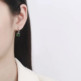 S925 Vintage Silver Embossed Earrings Women's High Sense Jewelry Gift