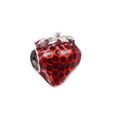 Seeded Strawberry Fruit Charm 925 Silver Jewelry Fits Beads Bracelets Woman DIY