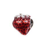 Seeded Strawberry Fruit Charm 925 Silver Jewelry Fits Beads Bracelets Woman DIY