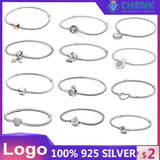 Silver Bracelet for Original Beads, Logo Engraved Heart Butterfly