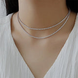 Silver Sparkling Snake Chain Choker Stainless Steel Necklace