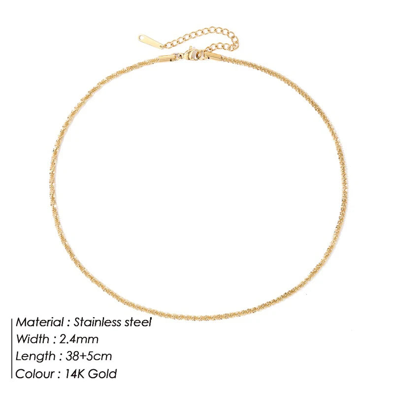Silver Sparkling Snake Chain Choker Stainless Steel Necklace