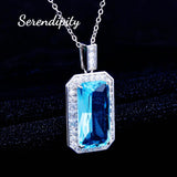 Emerald Cut Aquamarine Pendant Necklace For Women Fine Jewelry