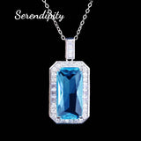 Emerald Cut Aquamarine Pendant Necklace For Women Fine Jewelry