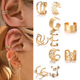 Leaves Clip Earrings for Women Men Non-Piercing Ear Ear Clip Set