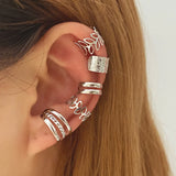 Leaves Clip Earrings for Women Men Non-Piercing Ear Ear Clip Set