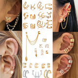 Leaves Clip Earrings for Women Men Non-Piercing Ear Ear Clip Set