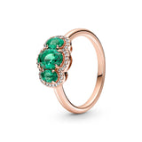 Colorful 925 Silver Rose Zircon Olive Heart Angel Wings Female Ring