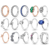 Colorful 925 Silver Rose Zircon Olive Heart Angel Wings Female Ring