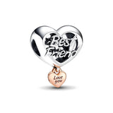 Silver 925 Sister Globe Dangle Bead Necklace Charms Bracelet DIY Women Jewelry