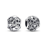 Silver 925 Sister Globe Dangle Bead Necklace Charms Bracelet DIY Women Jewelry