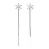 Snowflake Tassel Earrings Long Pearl Engagement Anniversary Earrings