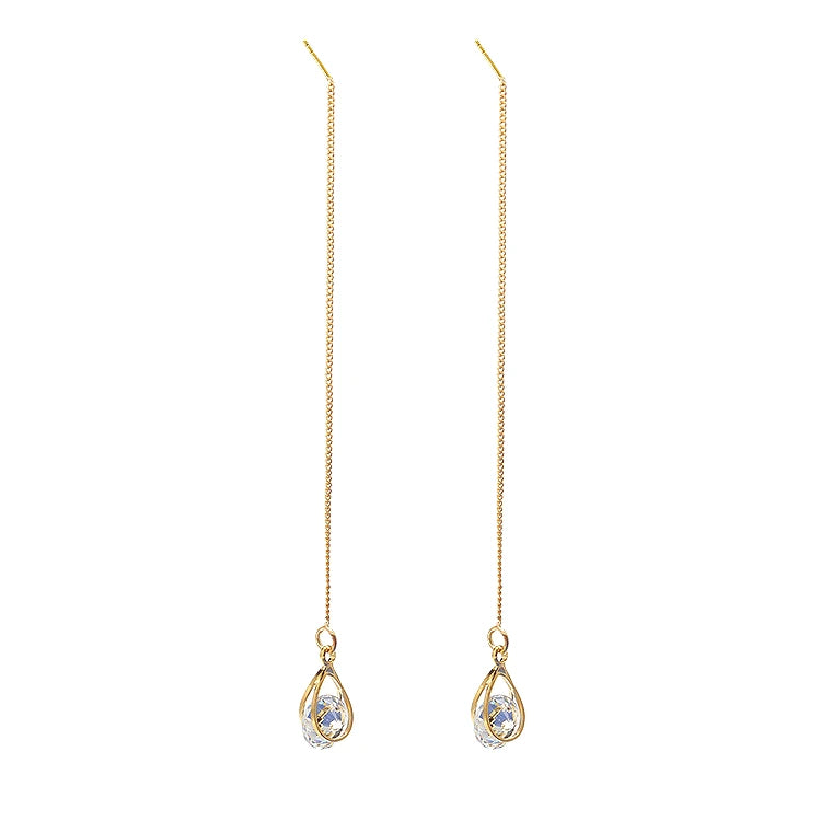 Snowflake Tassel Earrings Long Pearl Engagement Anniversary Earrings