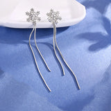 Snowflake Tassel Earrings Long Pearl Engagement Anniversary Earrings