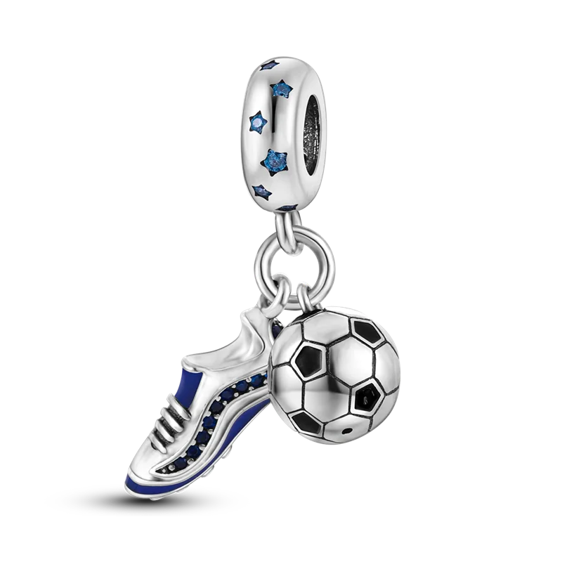 925 Silver Soccer Shoe Dangle Charm for MULA Bracelet Necklace DIY