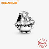 925 Sterling Silver Mushroom Charms Beads - Bracelet Necklace Jewelry Gift