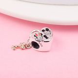 Spring Boy Mouse & Girl Mouse Padlock Charm Heart Beads for Jewelry Making