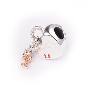 Spring Boy Mouse & Girl Mouse Padlock Charm Heart Beads for Jewelry Making