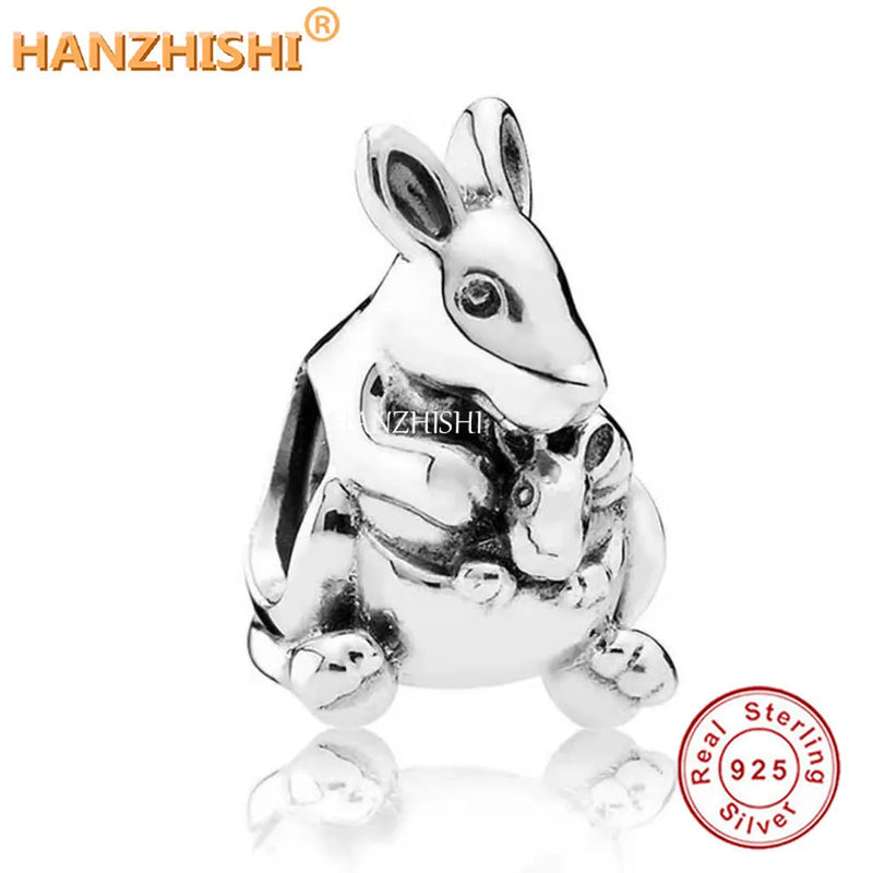 Sterling Silver Kangaroo Charms Beads for Bracelet Necklace