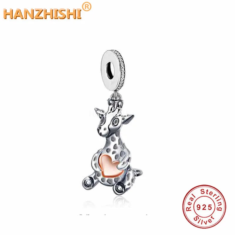 925 Silver Goat Heart Dangle Charm Bead Bracelet Necklace Jewelry
