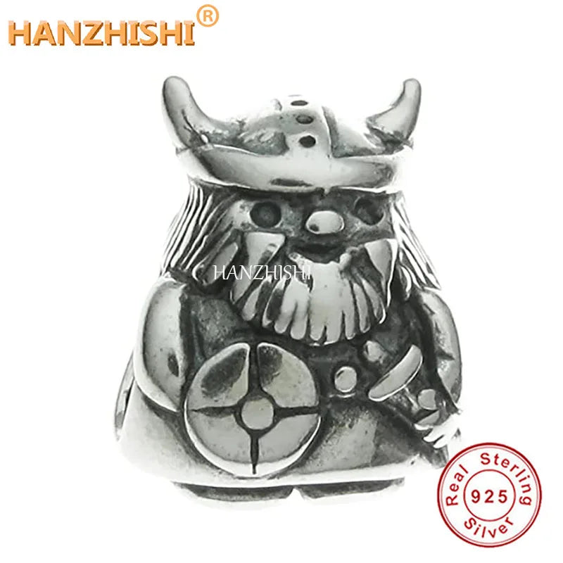 925 Silver Samurai Owl Charm Bead for Bracelet Necklace Gift