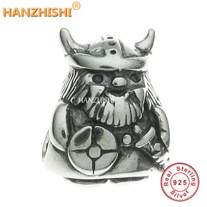925 Silver Samurai Owl Charm Bead for Bracelet Necklace Gift