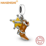 925 Sterling Silver Star Shoe Dangle Charms Beads for Bracelet Necklace