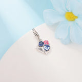 925 Silver Pansy Flower Envelope Dangle Charm for Bracelet DIY Beads