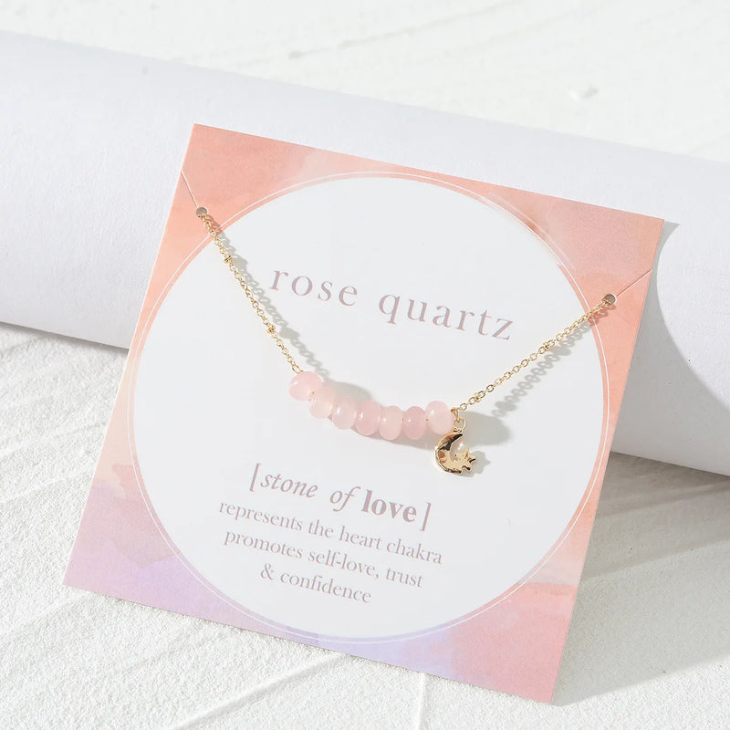 Spring Chain Pink Quartz Stone Necklace Women Short Necklace