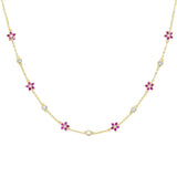 Colorful CZ Stone Flower Charm Necklace For Women