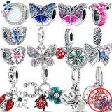 Spring Insect Charm Bracelet 925 Silver