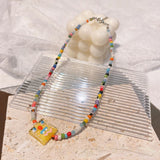 Spring Little Monster Robot Bracelet Glass Bead Necklace