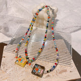 Spring Little Monster Robot Bracelet Glass Bead Necklace