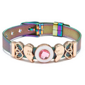 Stainless Steel Mesh Bracelet with Crown Charm