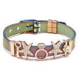 Stainless Steel Mesh Bracelet with Crown Charm