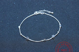 925 Silver Square Beads Anklet Bracelet for Women